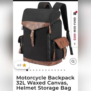 Unk Black Canvas Backpack with Brown Trim